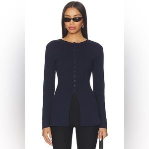 NWT ALIGNE Daphne Waisted Knit Cardigan in Navy
